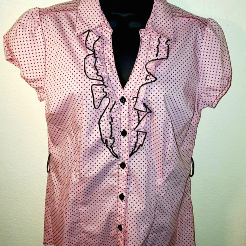 No Boundaries Pink Polka Dotted Puff Shirt
